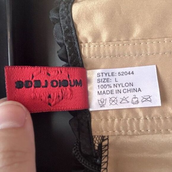 Womens Sz L Lace Corset Bow Ren Faire Valentines Lingerie Sexy Ruffle Boudoir - Picture 14 of 14